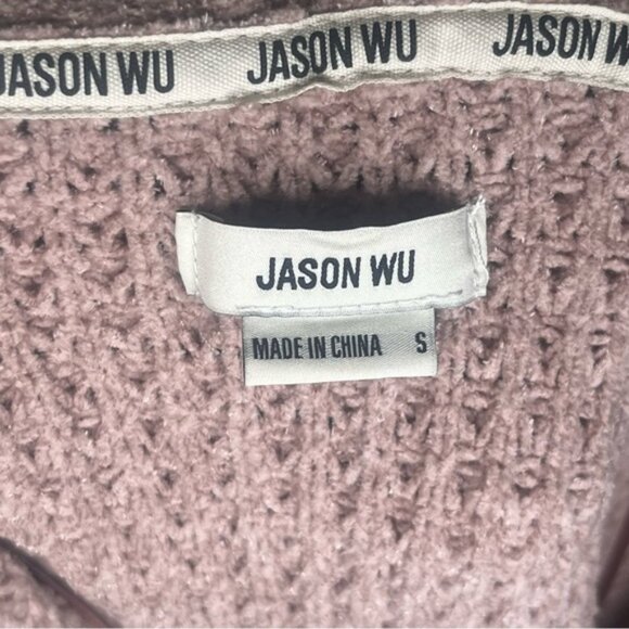Jason Wu Long Shawl Collar Chenille Cardigan Sweater with Tie Pink‎ Blush Small - Picture 2 of 9